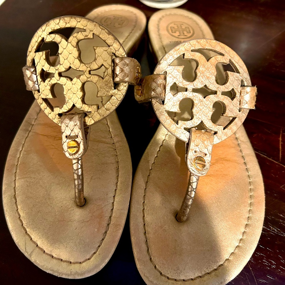 Tory Burch Miller Rose Gold Flip Flops